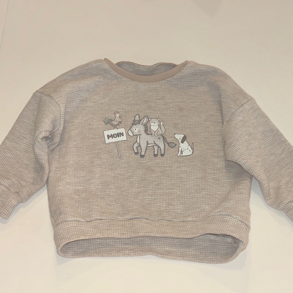 Kids Beige Animal Print Sweatshirt